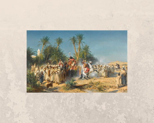 Celebration at Biskra Painting by Eugine Alexis Girardet Wall Art Print reproduction