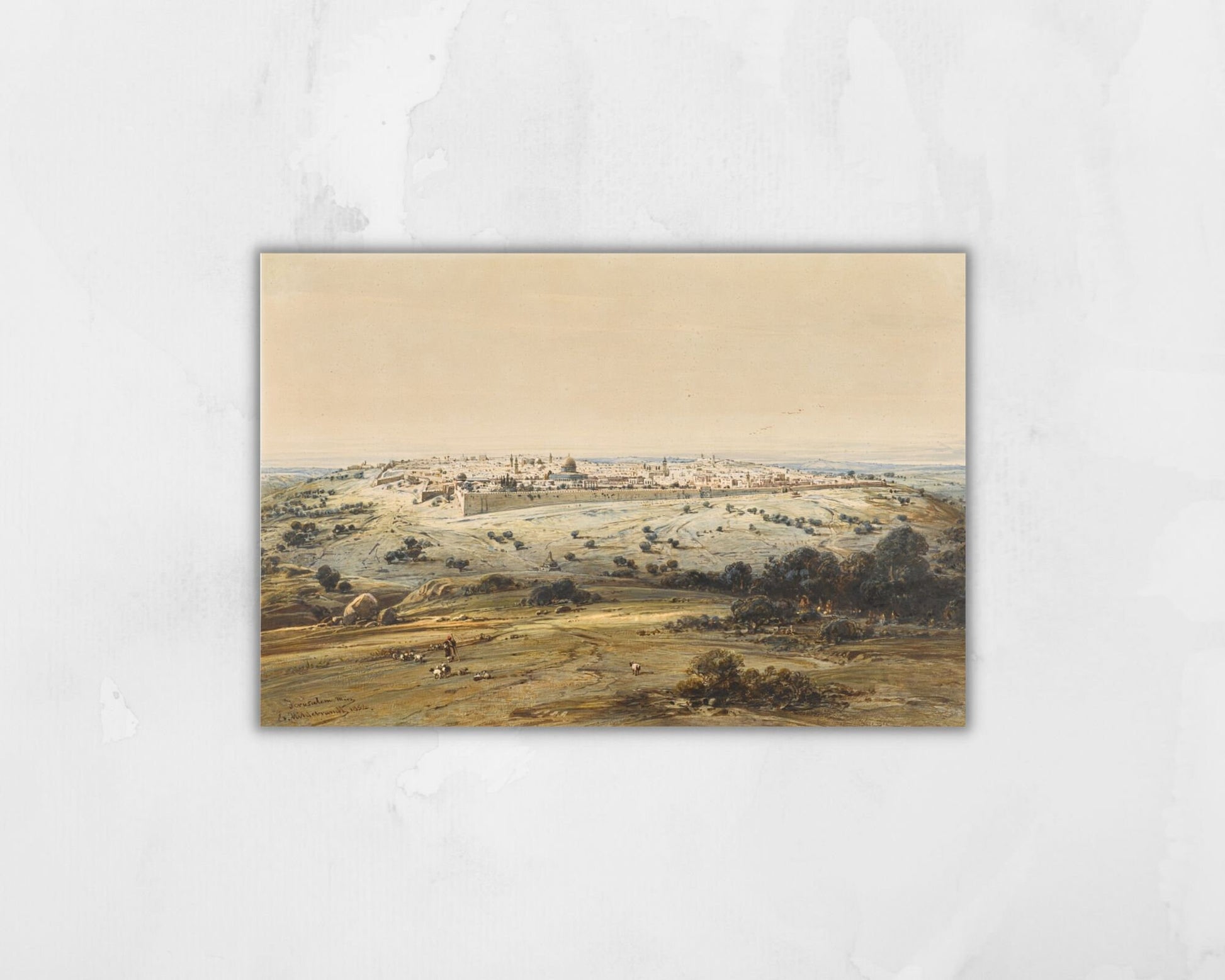 Jerusalem from the Mount of Olives Painting by Eduard Hildebrant Wall Art Print reproduction