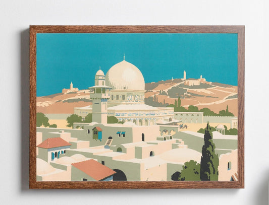 Jerusalem Painting by Frank Newbould Middle Eastern Art Print in wood frame