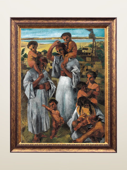 Arab Motherhood Painting by George Sabbagh Art Print framed