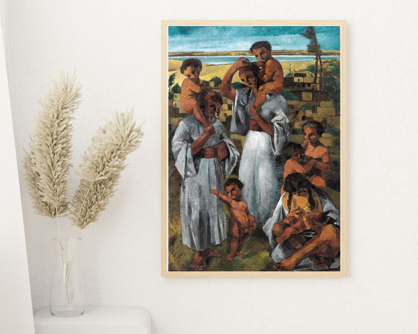 Arab Motherhood Painting by George Sabbagh Art Print wood framed