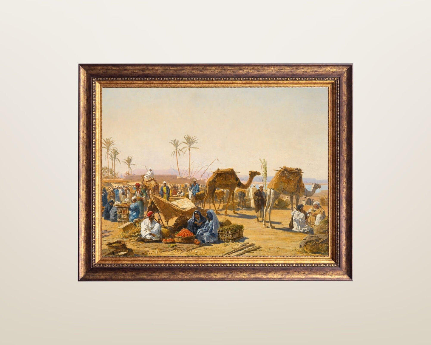 The Street Market Painting by Ludwig Hans Fischer Wall Art Print framed