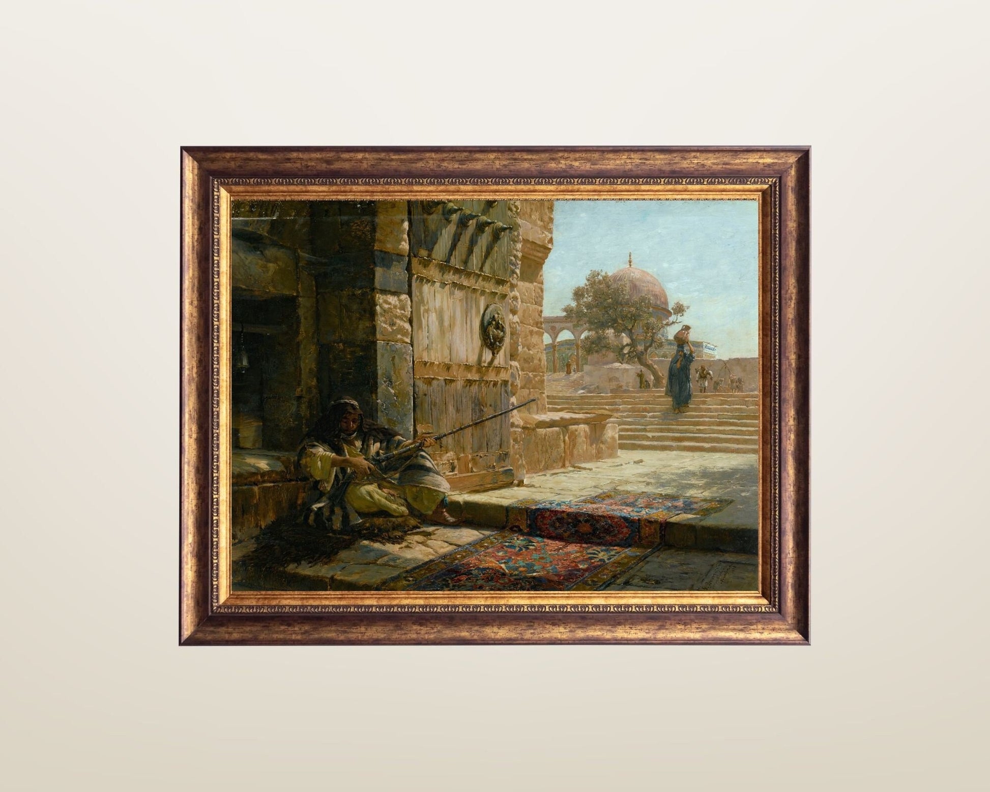 Sentinel at the Entrance by Gustav Bauernfeind Art Print framed