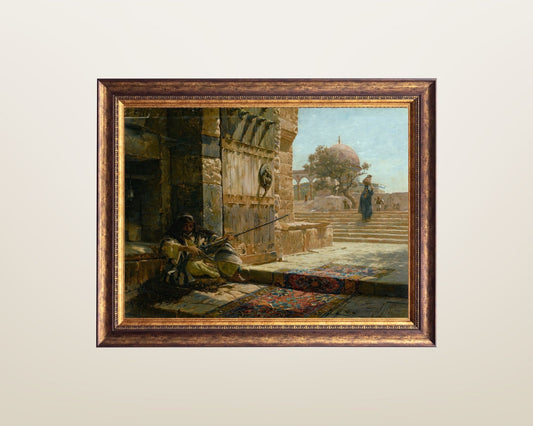 Sentinel at the Entrance by Gustav Bauernfeind Art Print framed
