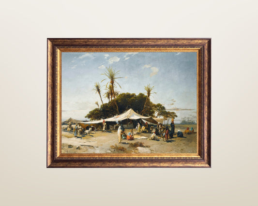 A Camp in the Desert Painting by Hermann Corrodi Wall Art Print framed