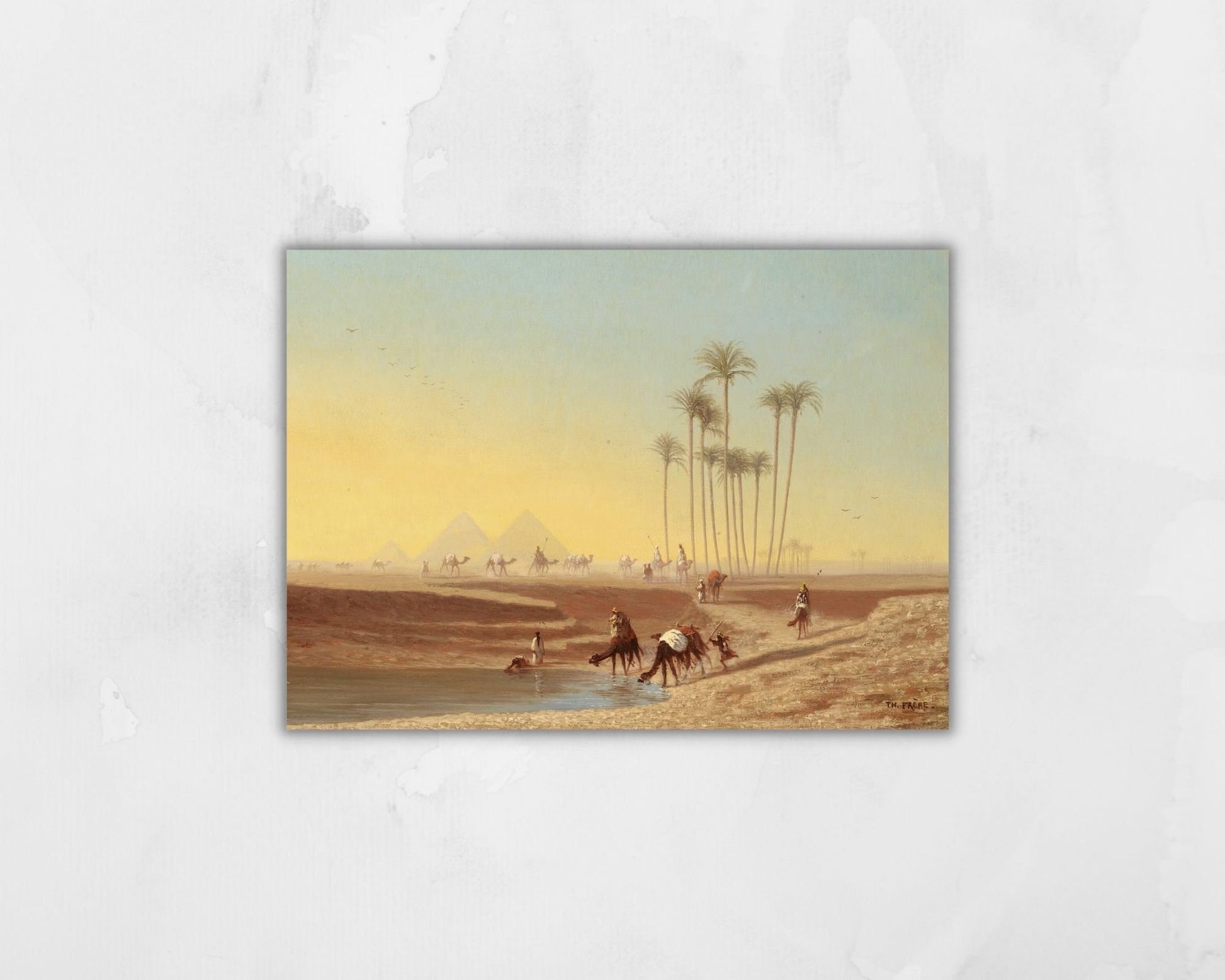 Oasis By The Pyramids Painting by Charles Theodore Wall Art Print reproduction