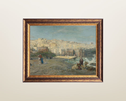 A Port of Jaffa Painting by Pierre Tetar Art Print Reproduction framed