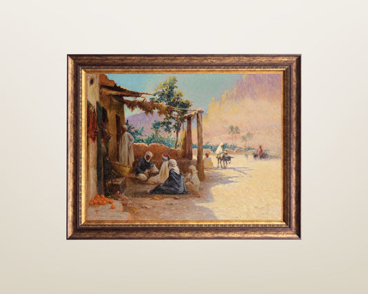 Chess Players in El-Kantara Painting by Alexis Auguste Wall Art Print framed hanging on wall