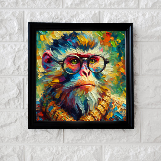 Monkey wearing glasses komking Style Generated Ai Art Painting